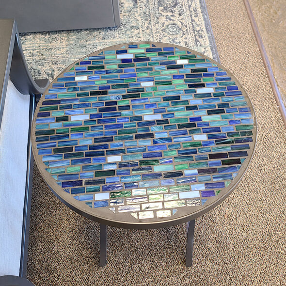 KNFNellie Olson Cambridge Lagoon 18" Square Mosaic Side Table Outdoor